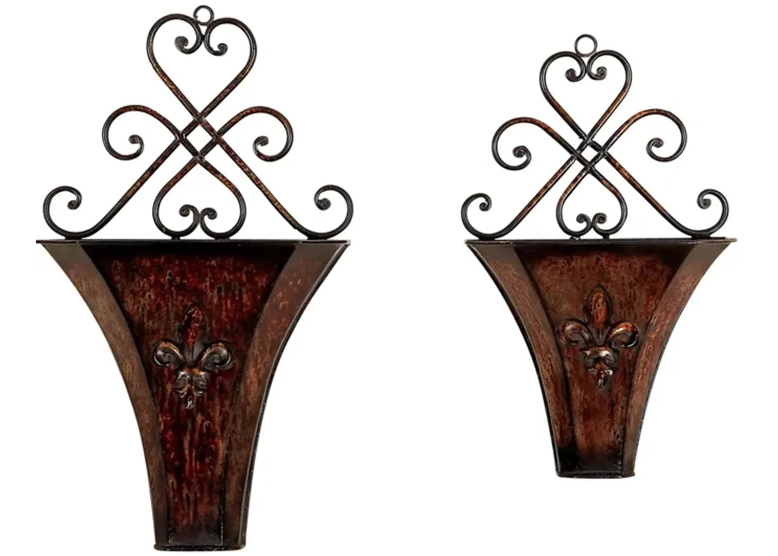 Ivy Collection Brown Metal Planter Set of 2 in Brown by UMA Enterprises