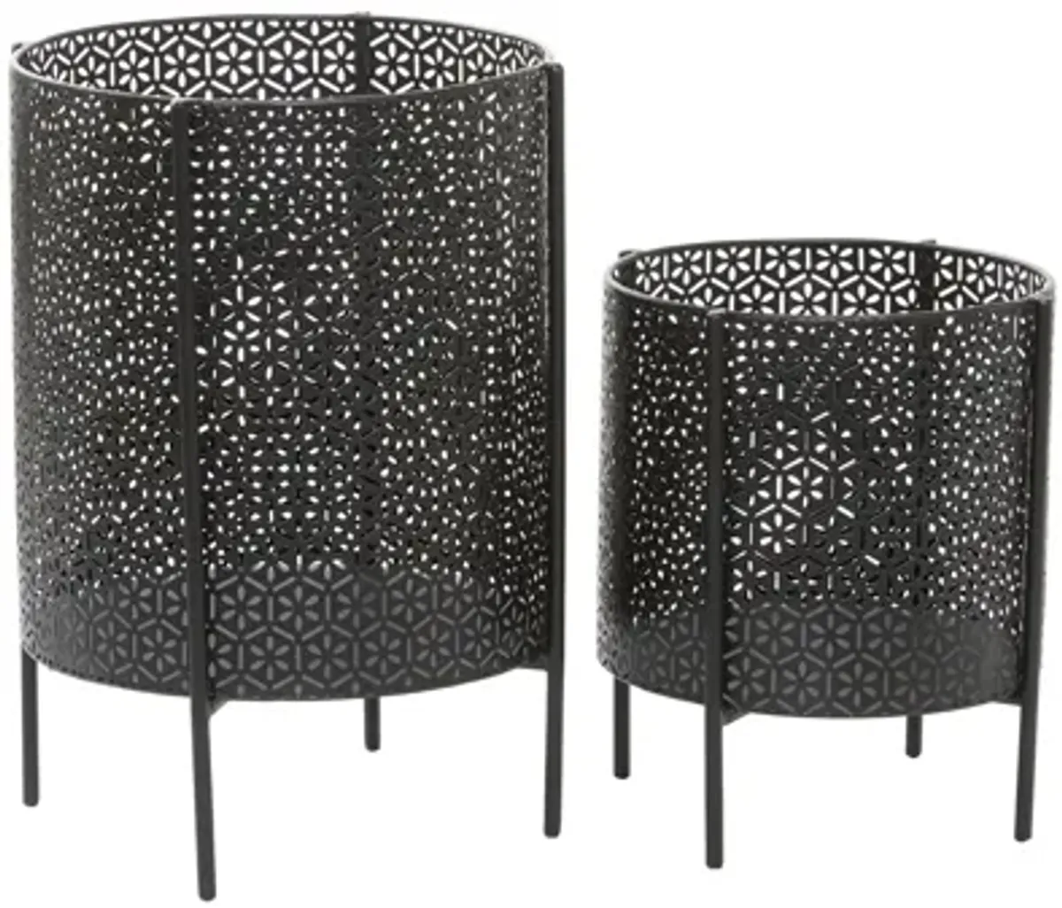 Ivy Collection CosmoLiving by Cosmopolitan Black Metal Planter Set of 2