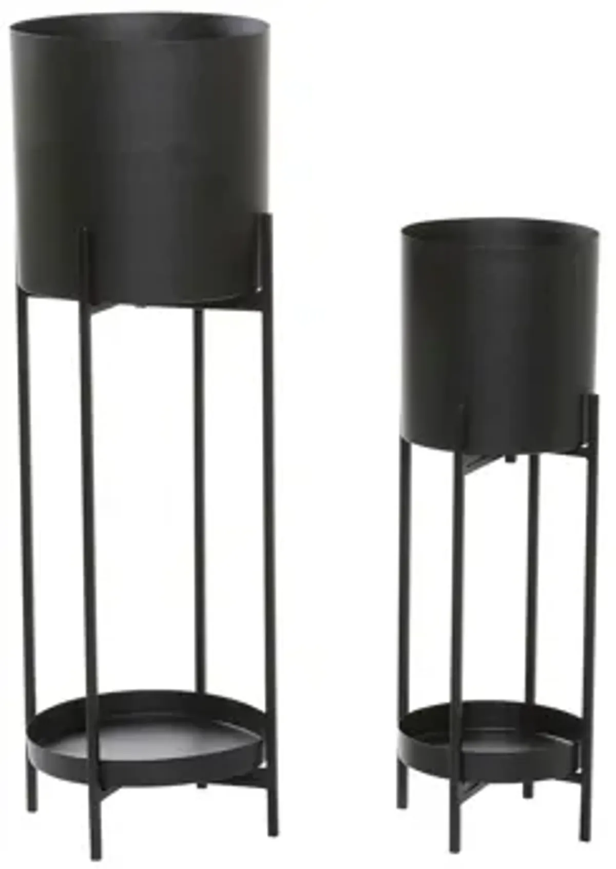 Ivy Collection Black Metal Planter Set of 2