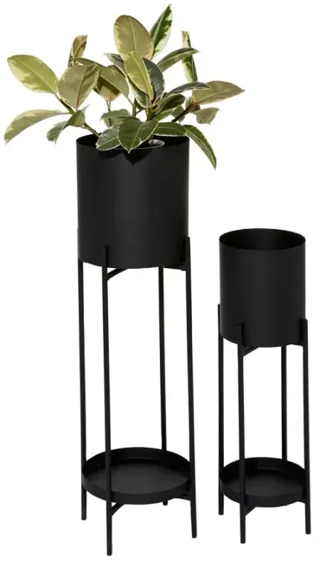 Ivy Collection Black Metal Planter Set of 2 in Black by UMA Enterprises