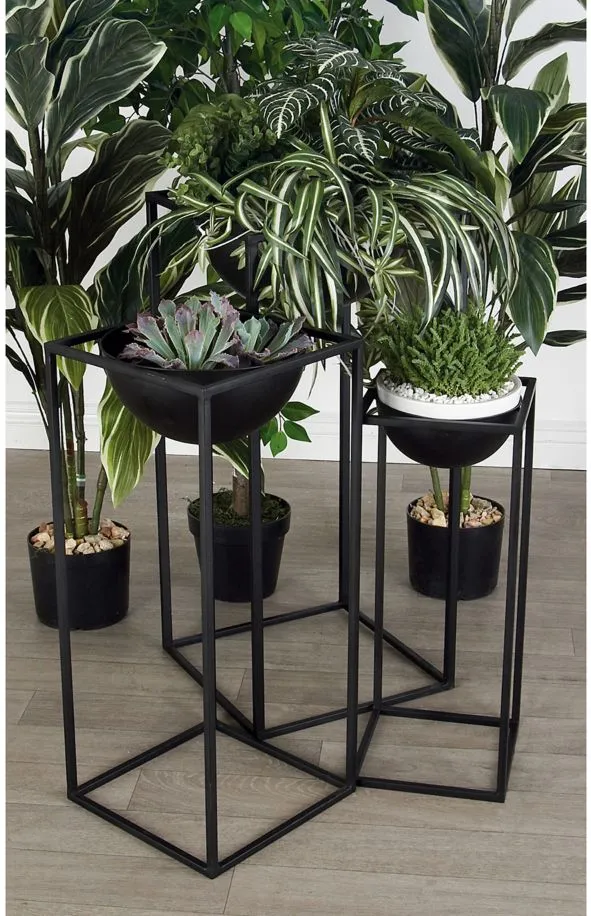 Ivy Collection Black Metal Planter Set of 3 in Black by UMA Enterprises