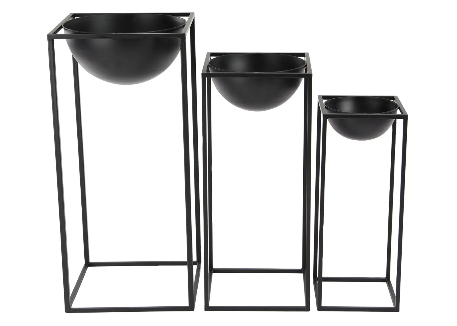 Ivy Collection Black Metal Planter Set of 3 in Black by UMA Enterprises