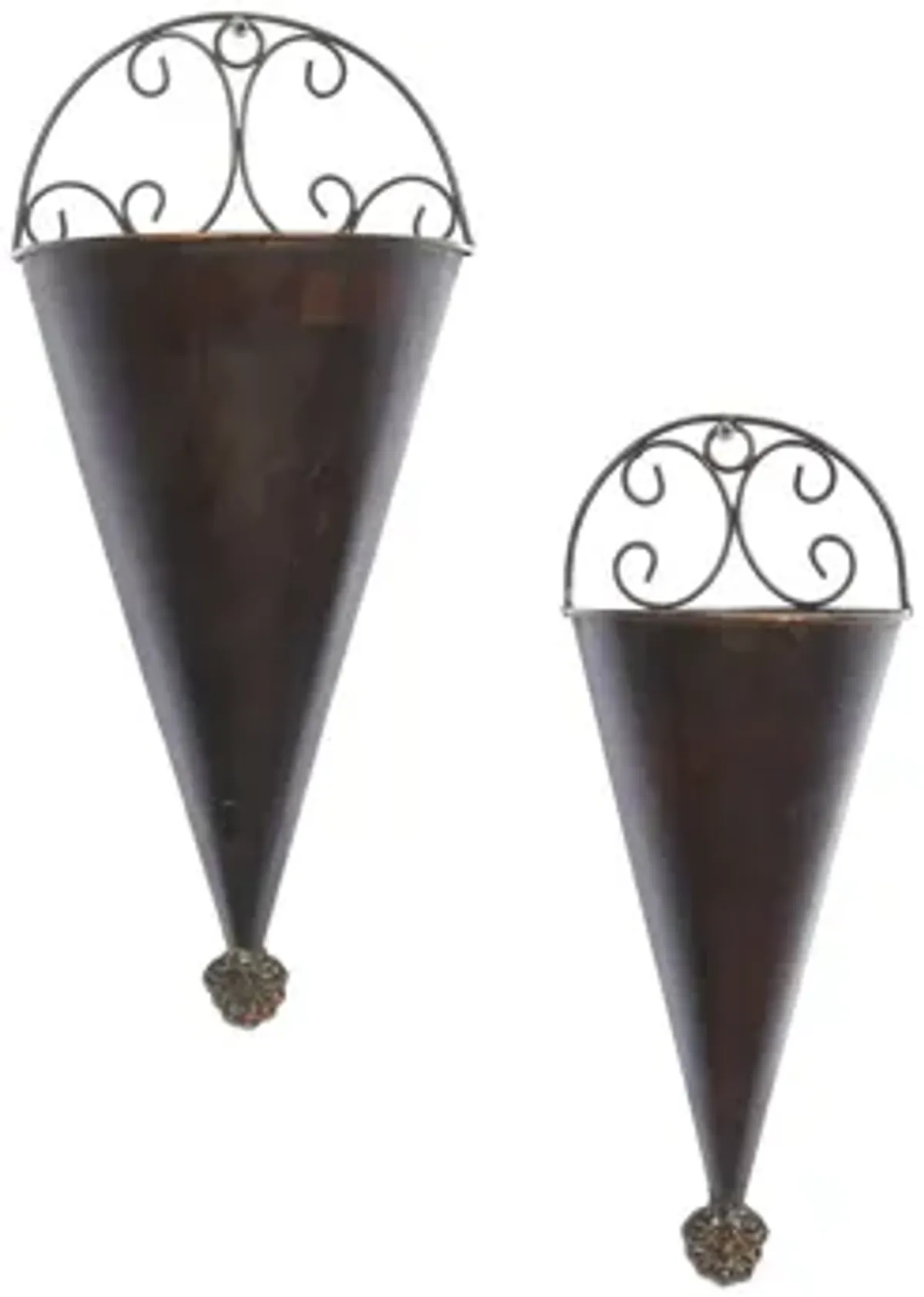 Ivy Collection Black Metal Planter Set of 2