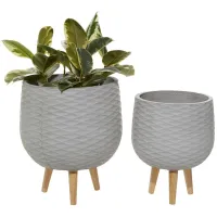 Ivy Collection Roxxi Planter Set of 2 in Light Gray by UMA Enterprises