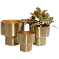 Ivy Collection Gold Metal Planter Set of 3 in Gold by UMA Enterprises