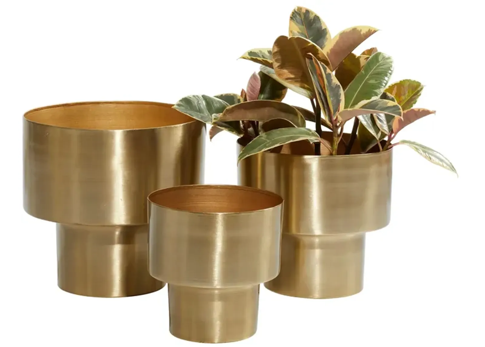 Ivy Collection Gold Metal Planter Set of 3 in Gold by UMA Enterprises