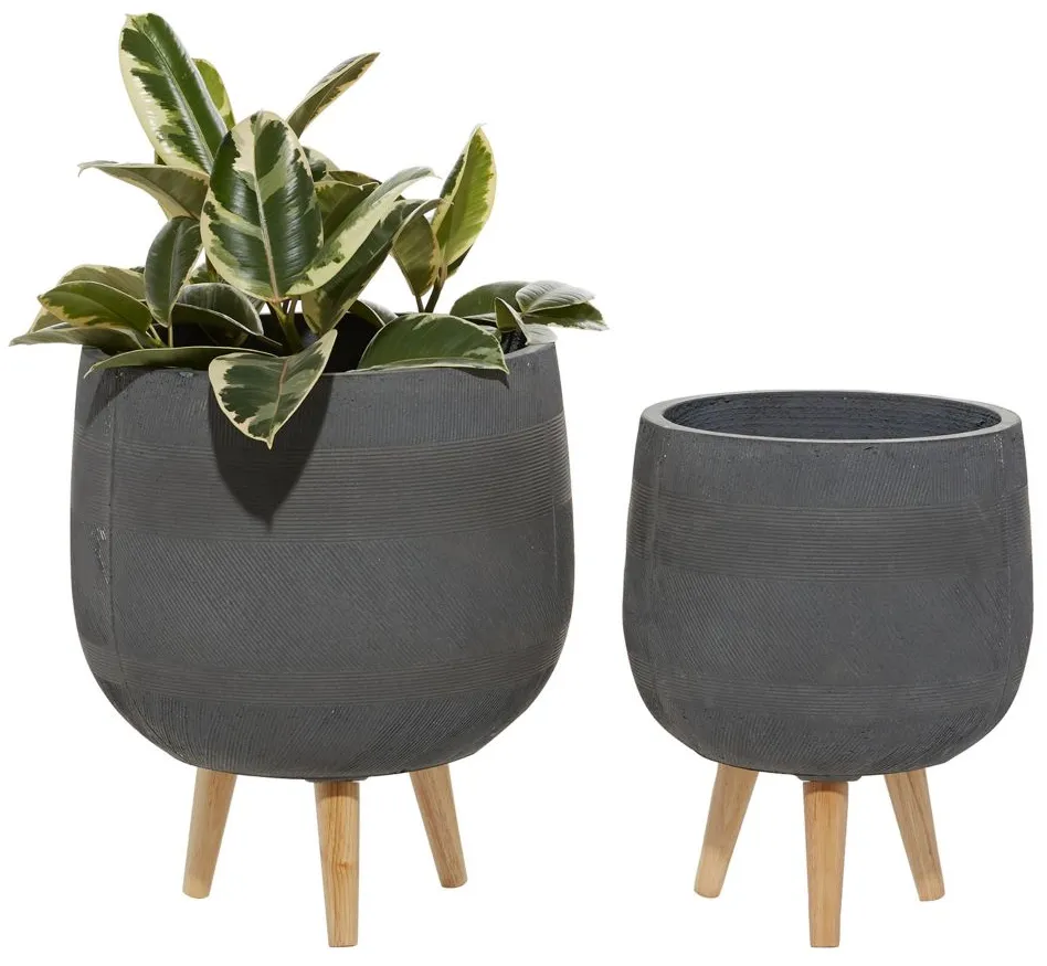 Ivy Collection Sayyida Planter - Set of 2 in Gray by UMA Enterprises