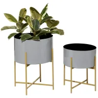 Ivy Collection Chalyna Planter Set of 2 in Gray by UMA Enterprises