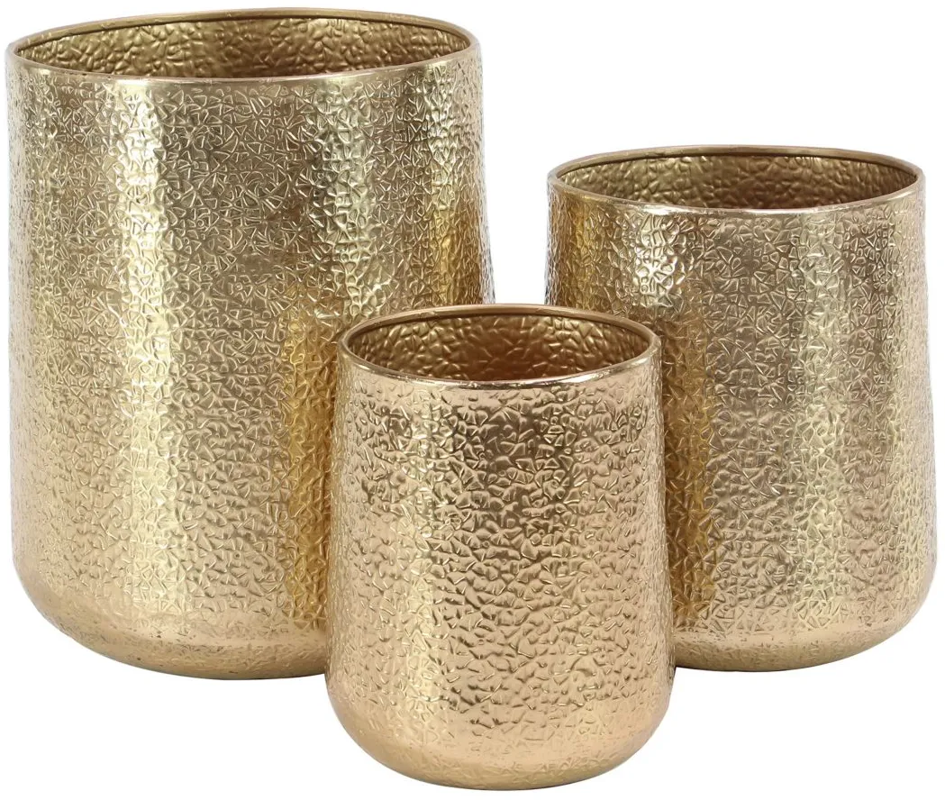 Ivy Collection Selwyn Planter Set of 3 in Gold by UMA Enterprises