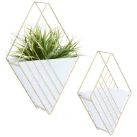 Ivy Collection CosmoLiving by Cosmopolitan White Metal Planter Set of 2 in White by UMA Enterprises
