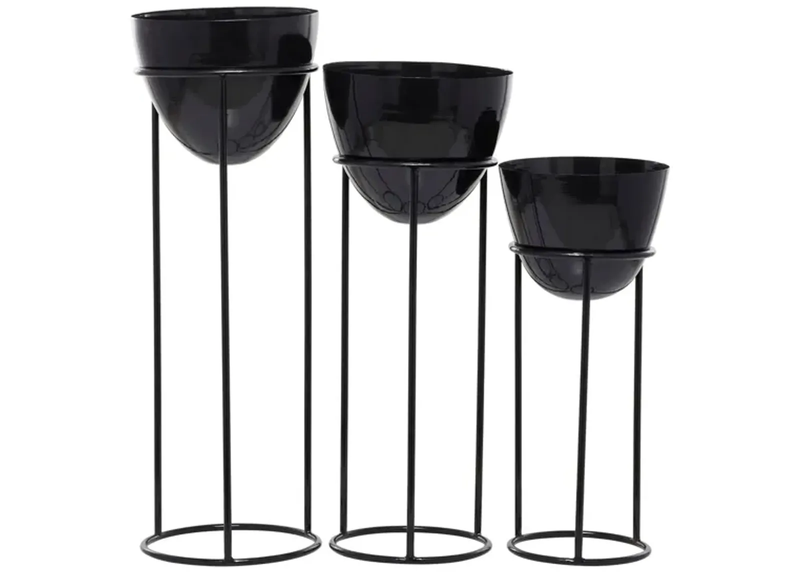 CosmoLiving Adhar Planter Set of 3 in Black by UMA Enterprises