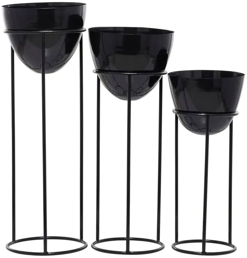 CosmoLiving Adhar Planter Set of 3 in Black by UMA Enterprises