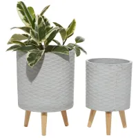 Ivy Collection Gollar Planter Set of 2 in Gray by UMA Enterprises