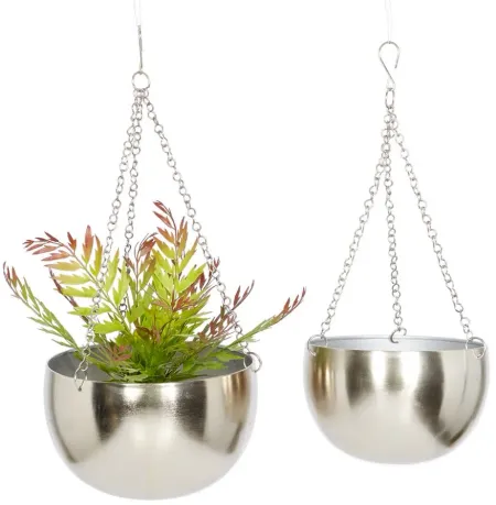 Ivy Collection Student Lounge Planter Set of 2 in Silver by UMA Enterprises