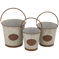 Ivy Collection Silver Tin Planter Set of 3 in Silver by UMA Enterprises