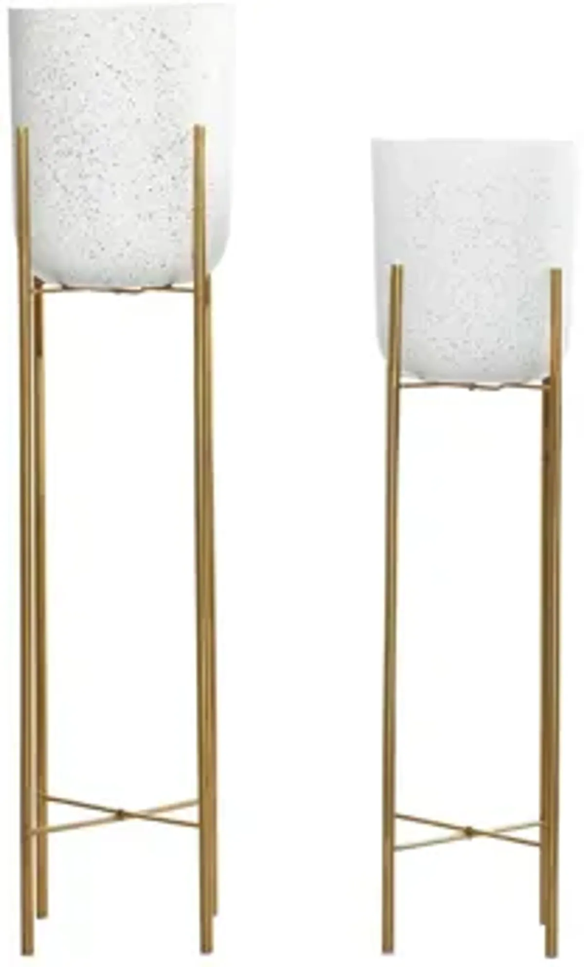 Ivy Collection Gold Metal Planter Set of 2