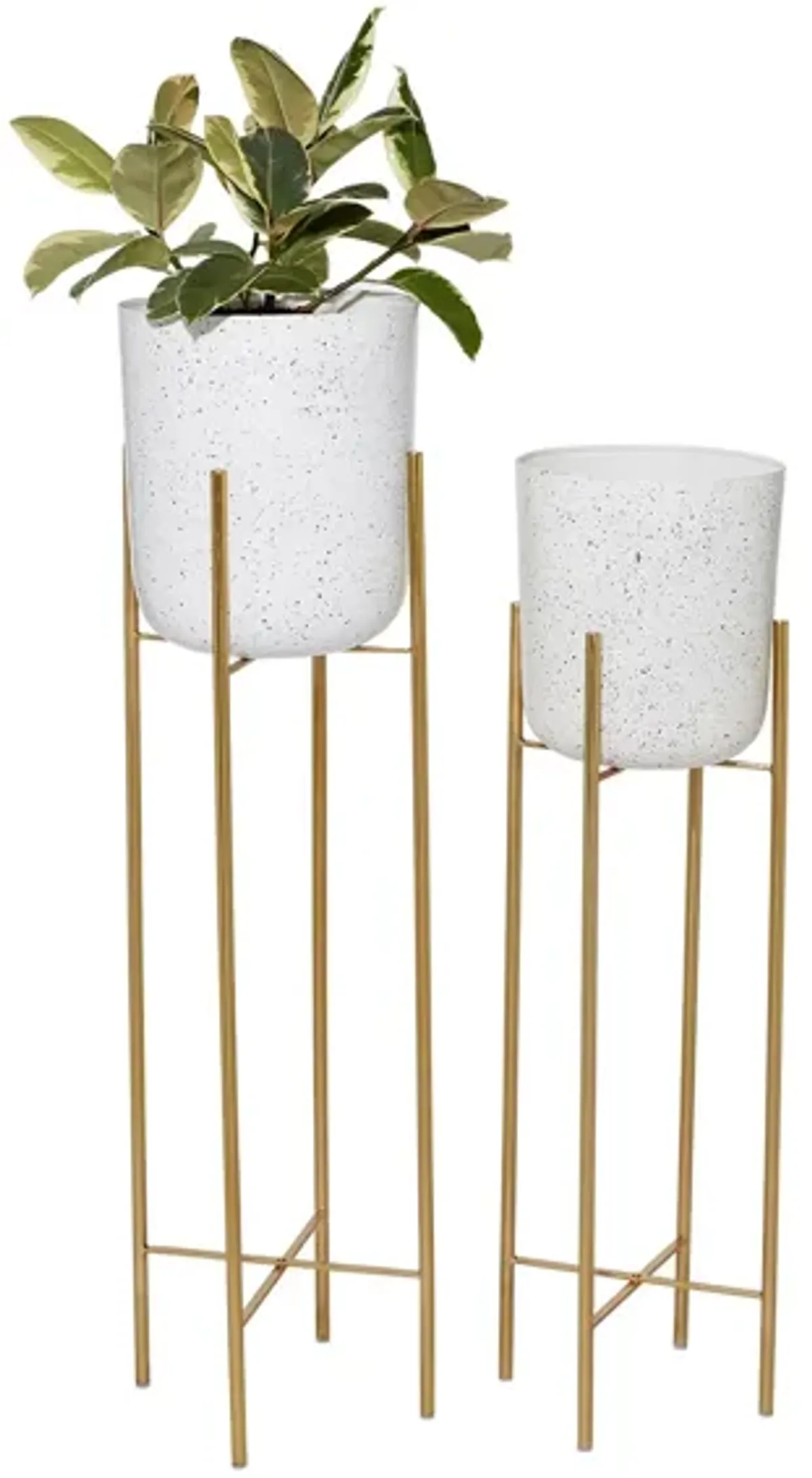 Ivy Collection Gold Metal Planter Set of 2 in Gold by UMA Enterprises