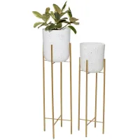 Ivy Collection Gold Metal Planter Set of 2 in Gold by UMA Enterprises
