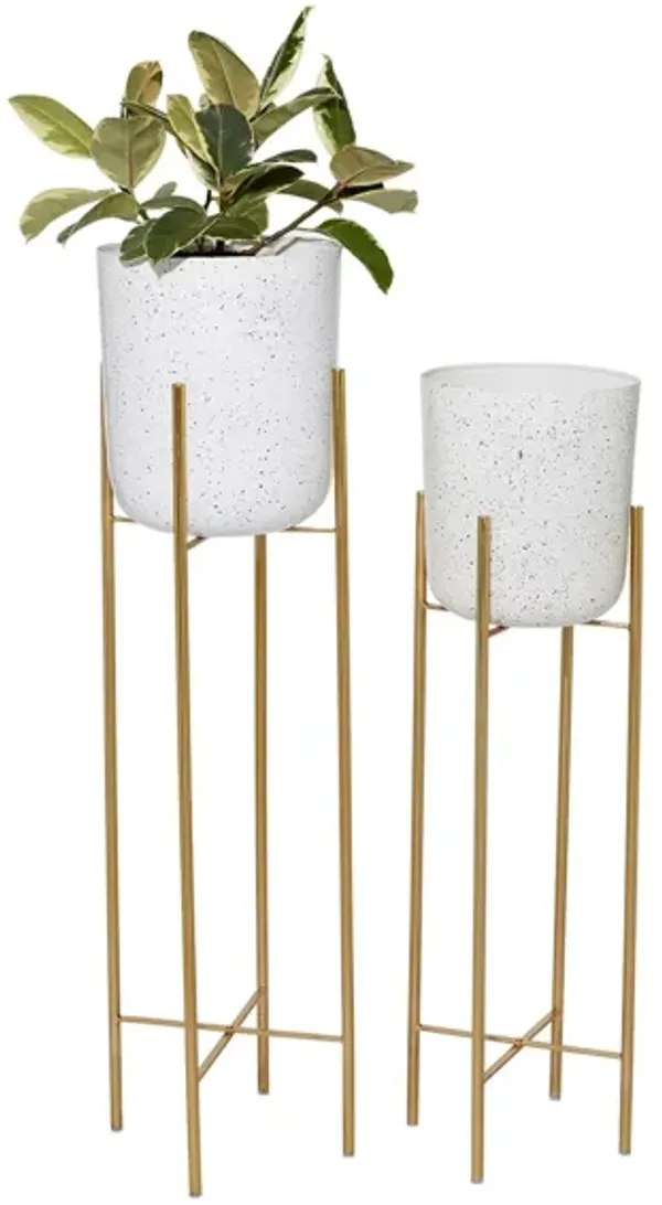 Ivy Collection Gold Metal Planter Set of 2