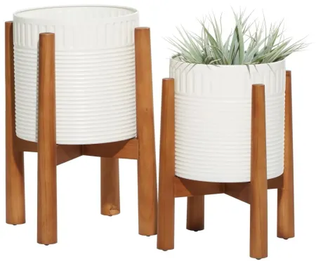 Ivy Collection Lahijani Planter Set of 2 in White by UMA Enterprises