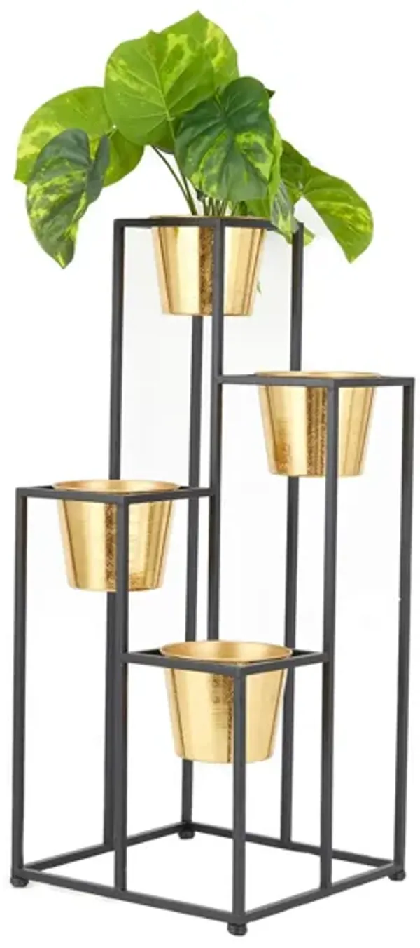 Ivy Collection Black Metal Planter