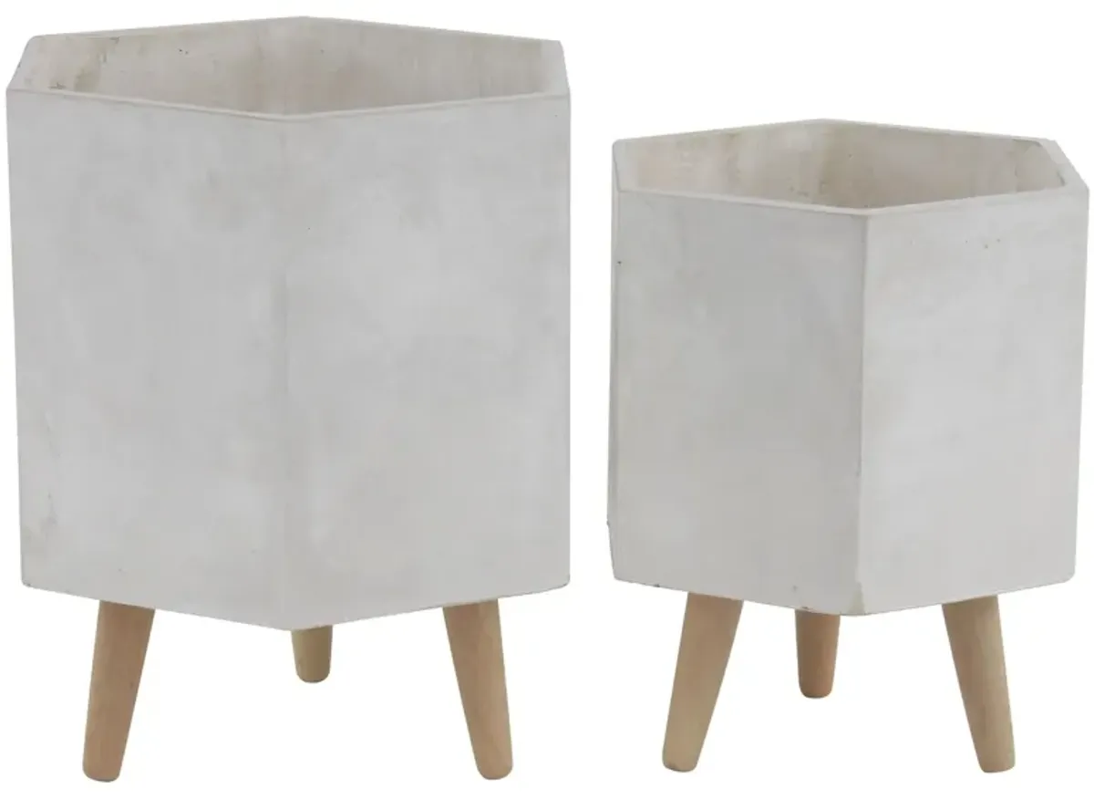 CosmoLiving Jazz Planter Set of 2 in White by UMA Enterprises