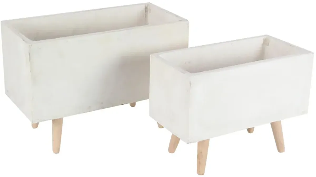 CosmoLiving Manhattan Planter Set of 2 in White by UMA Enterprises