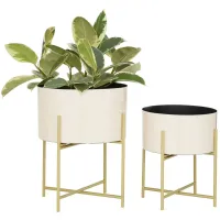 Ivy Collection Chalyna Planter Set of 2 in White by UMA Enterprises