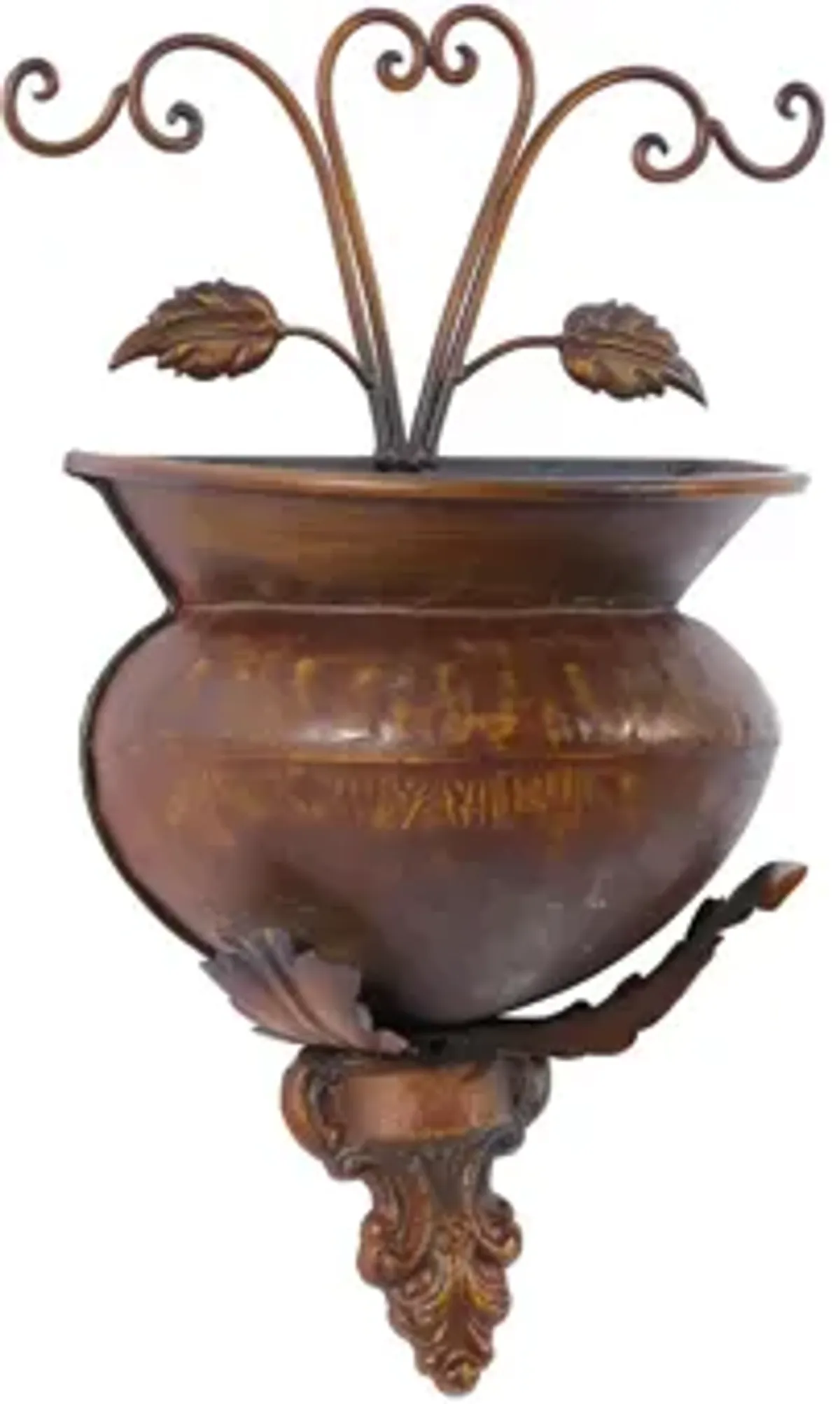 Ivy Collection Dark Brown Metal Planter
