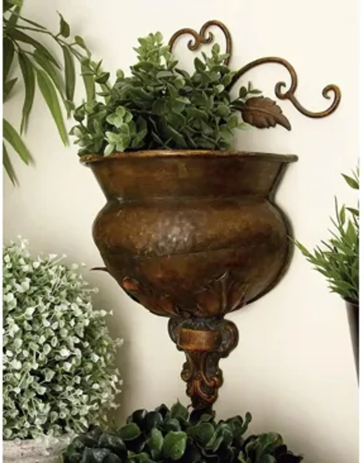 Ivy Collection Dark Brown Metal Planter