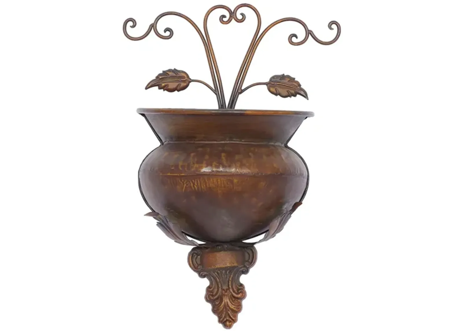 Ivy Collection Dark Brown Metal Planter in Brown by UMA Enterprises