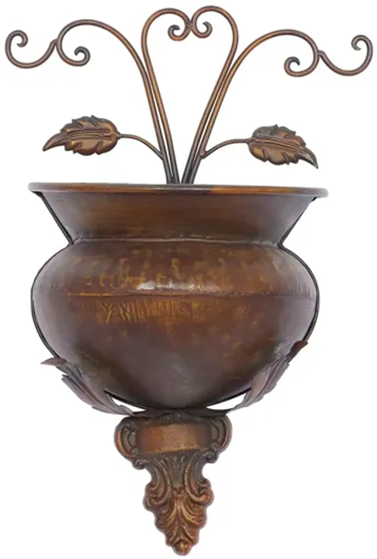Ivy Collection Dark Brown Metal Planter