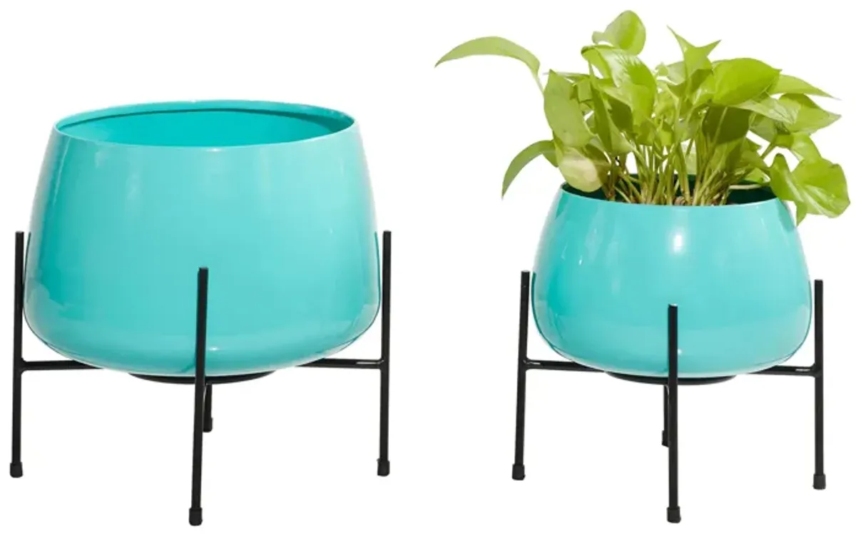 Ivy Collection Usagi Planter Set of 2 in Teal by UMA Enterprises