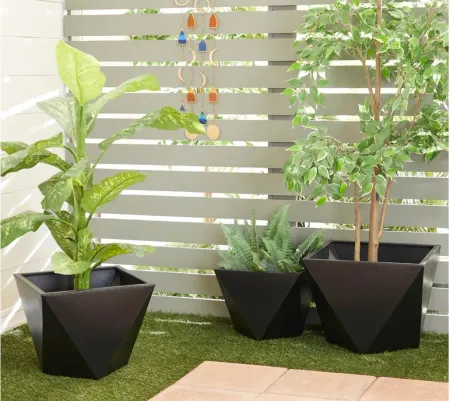 Ivy Collection Jemstar Planter Set of 3 in Black by UMA Enterprises