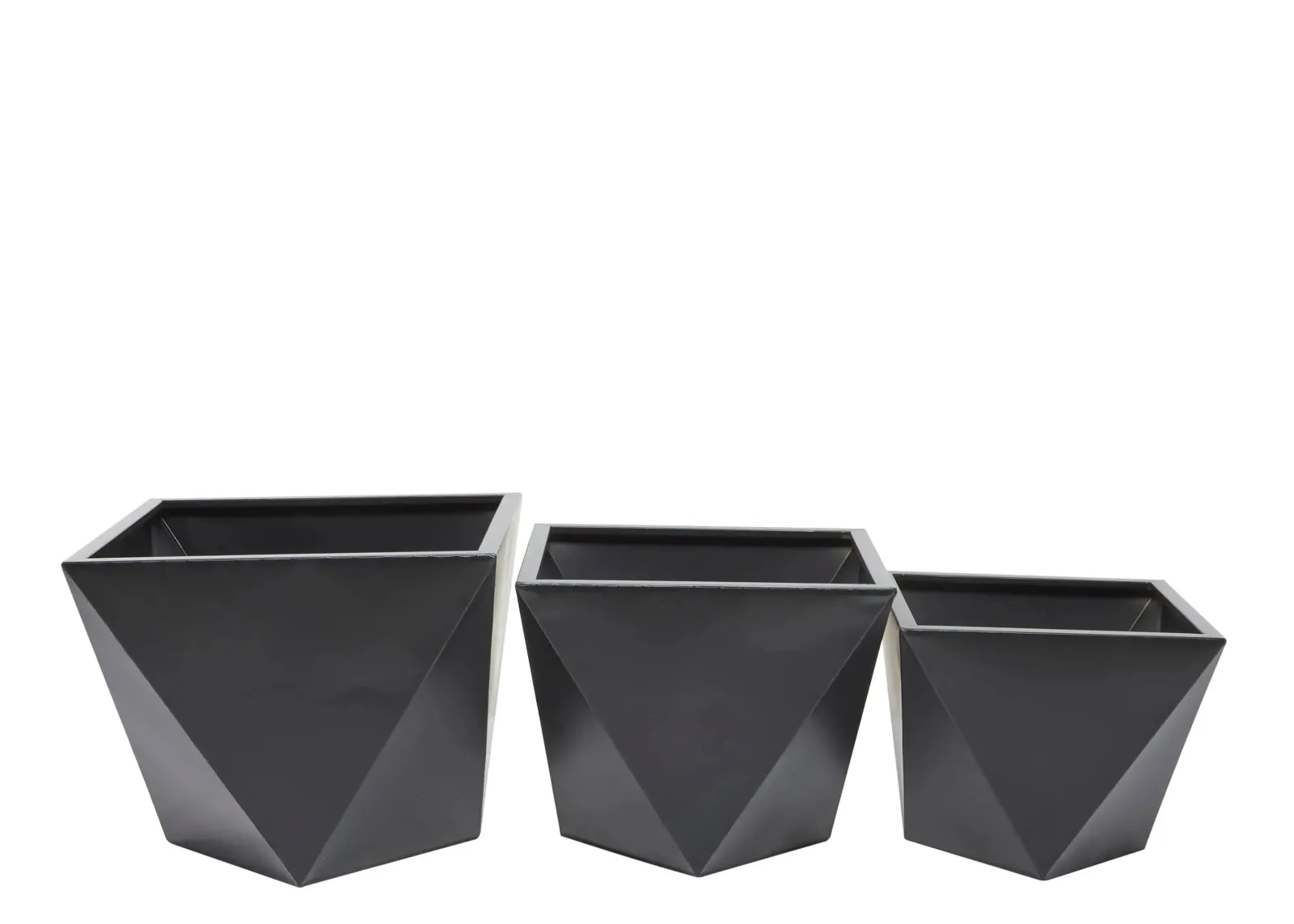 Ivy Collection Jemstar Planter Set of 3 in Black by UMA Enterprises