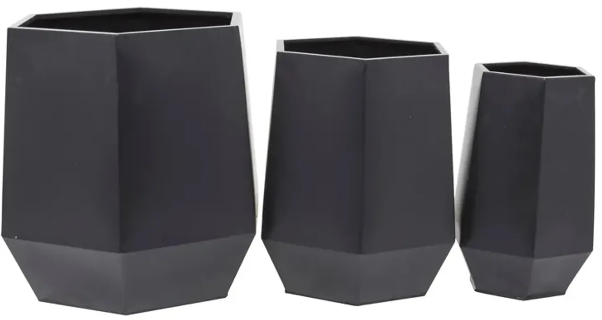 Ivy Collection Marchenkind Planter: Set of 3 in Black by UMA Enterprises