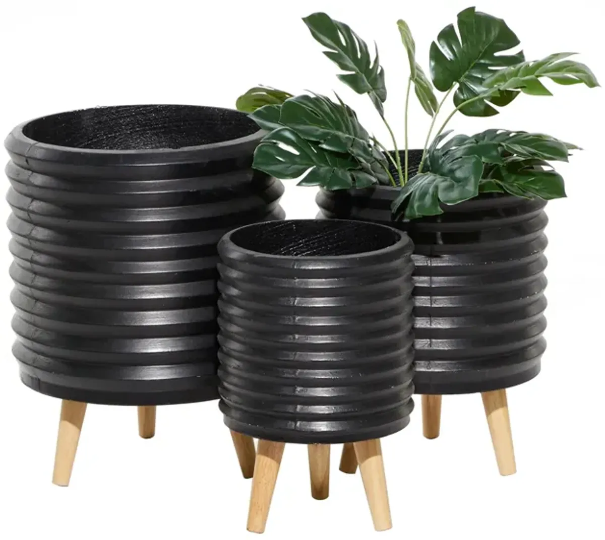 CosmoLiving Braunfels Planter Set of 3 in Black by UMA Enterprises