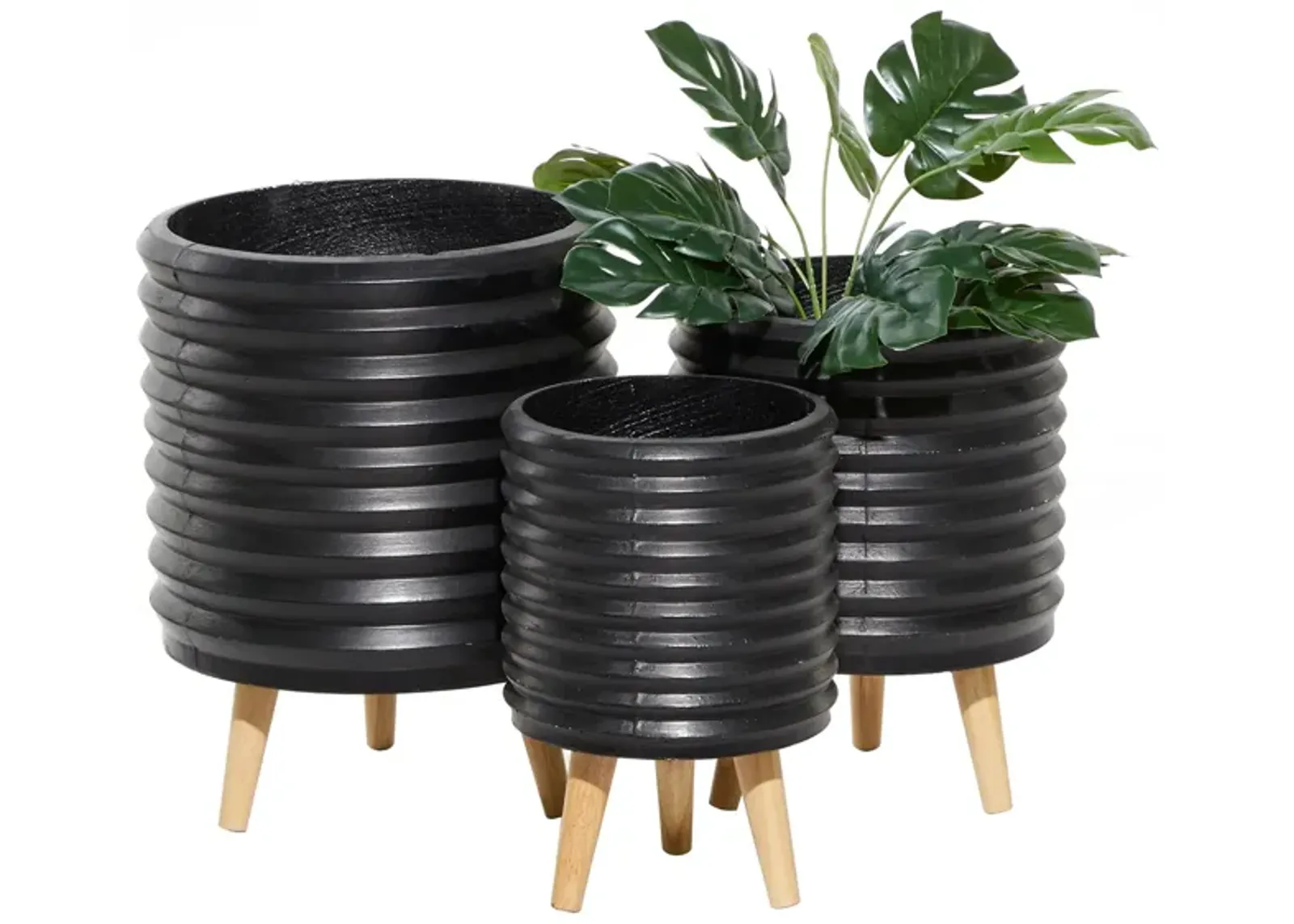 CosmoLiving Braunfels Planter Set of 3 in Black by UMA Enterprises