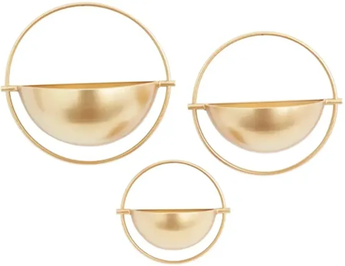 Ivy Collection Gold Metal Planter Set of 3