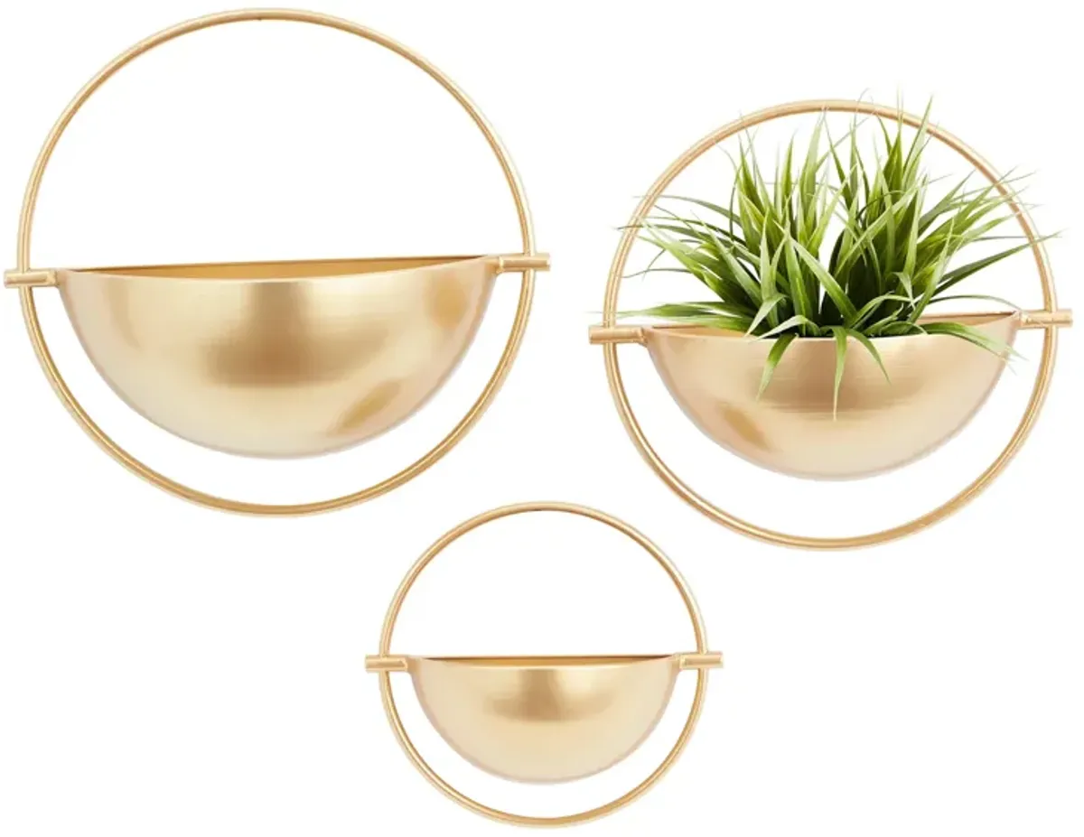 Ivy Collection Gold Metal Planter Set of 3