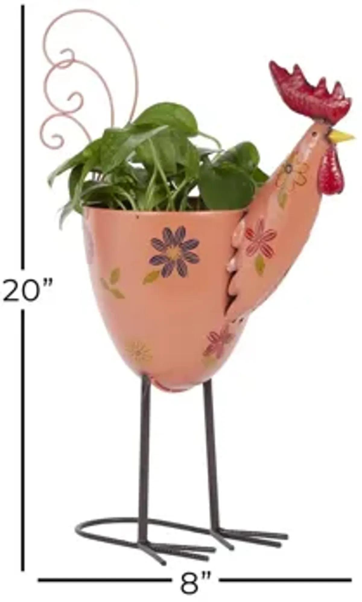 Ivy Collection Pink Metal Planter