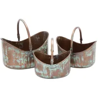 Ivy Collection Copper Metal Planter Set of 3 in Copper by UMA Enterprises
