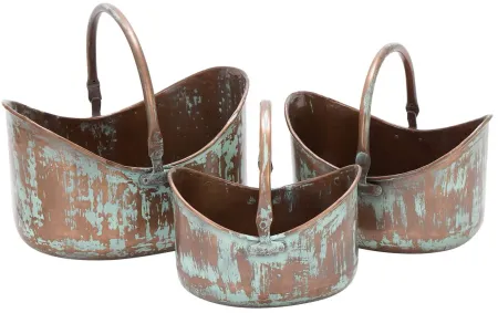Ivy Collection Copper Metal Planter Set of 3 in Copper by UMA Enterprises