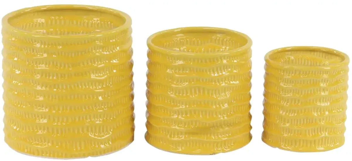 Ivy Collection Plasmane Planter Set of 3 in Yellow by UMA Enterprises