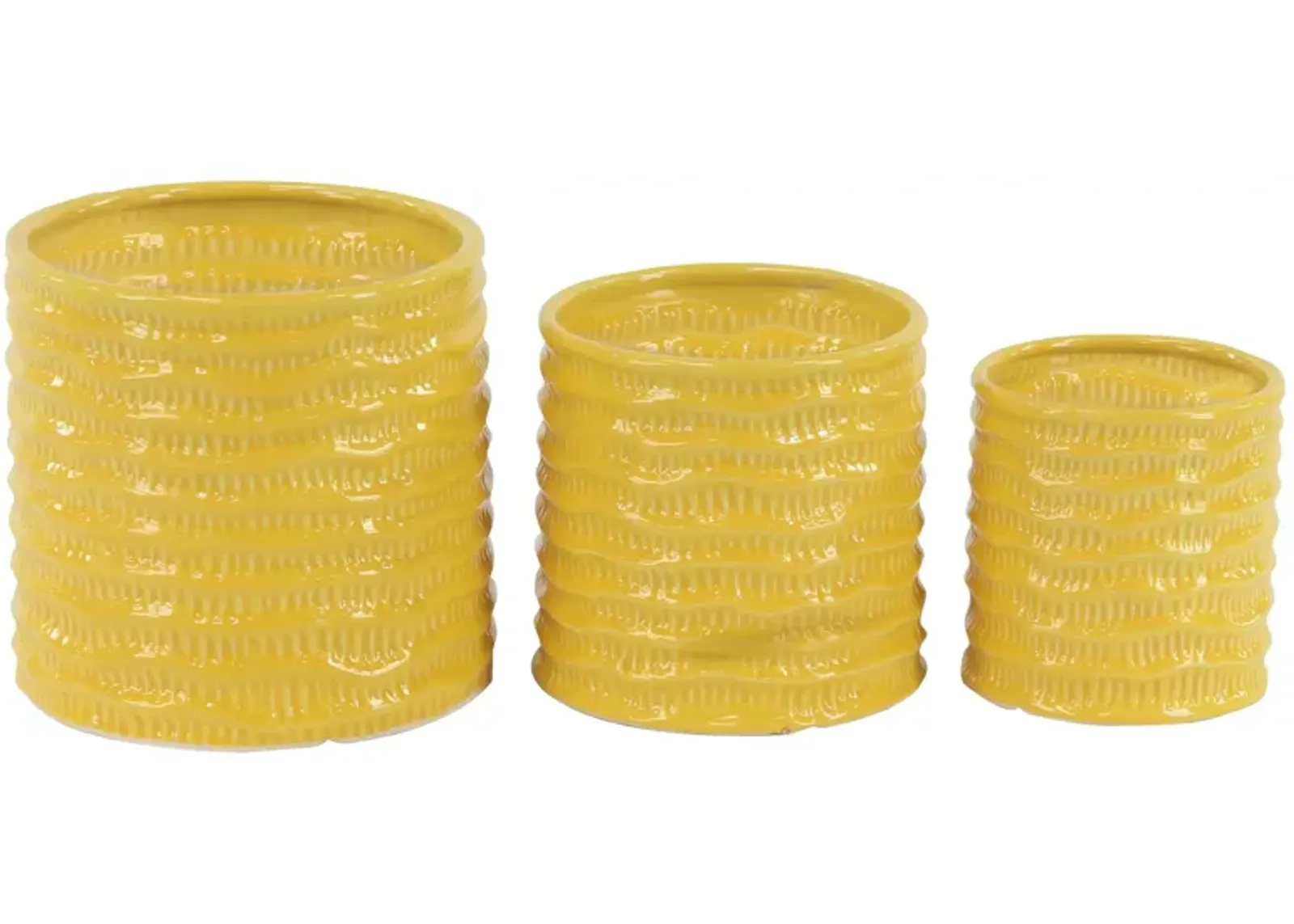 Ivy Collection Plasmane Planter Set of 3 in Yellow by UMA Enterprises