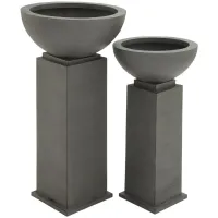 Ivy Collection Gray Metal Planter Set of 2 in Gray by UMA Enterprises