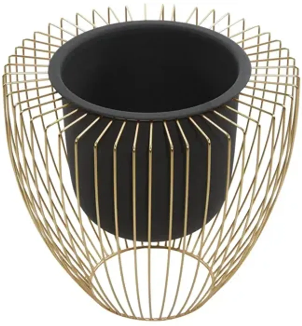 Ivy Collection Black Metal Planter Set of 2