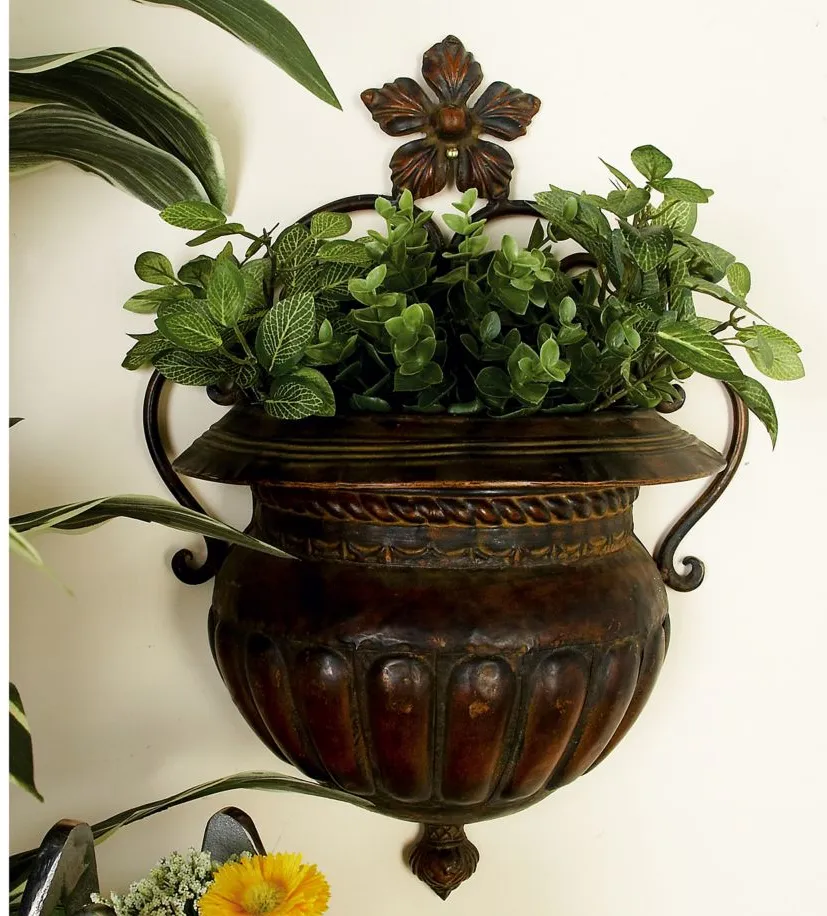 Ivy Collection Dark Brown Metal Planter in Brown by UMA Enterprises