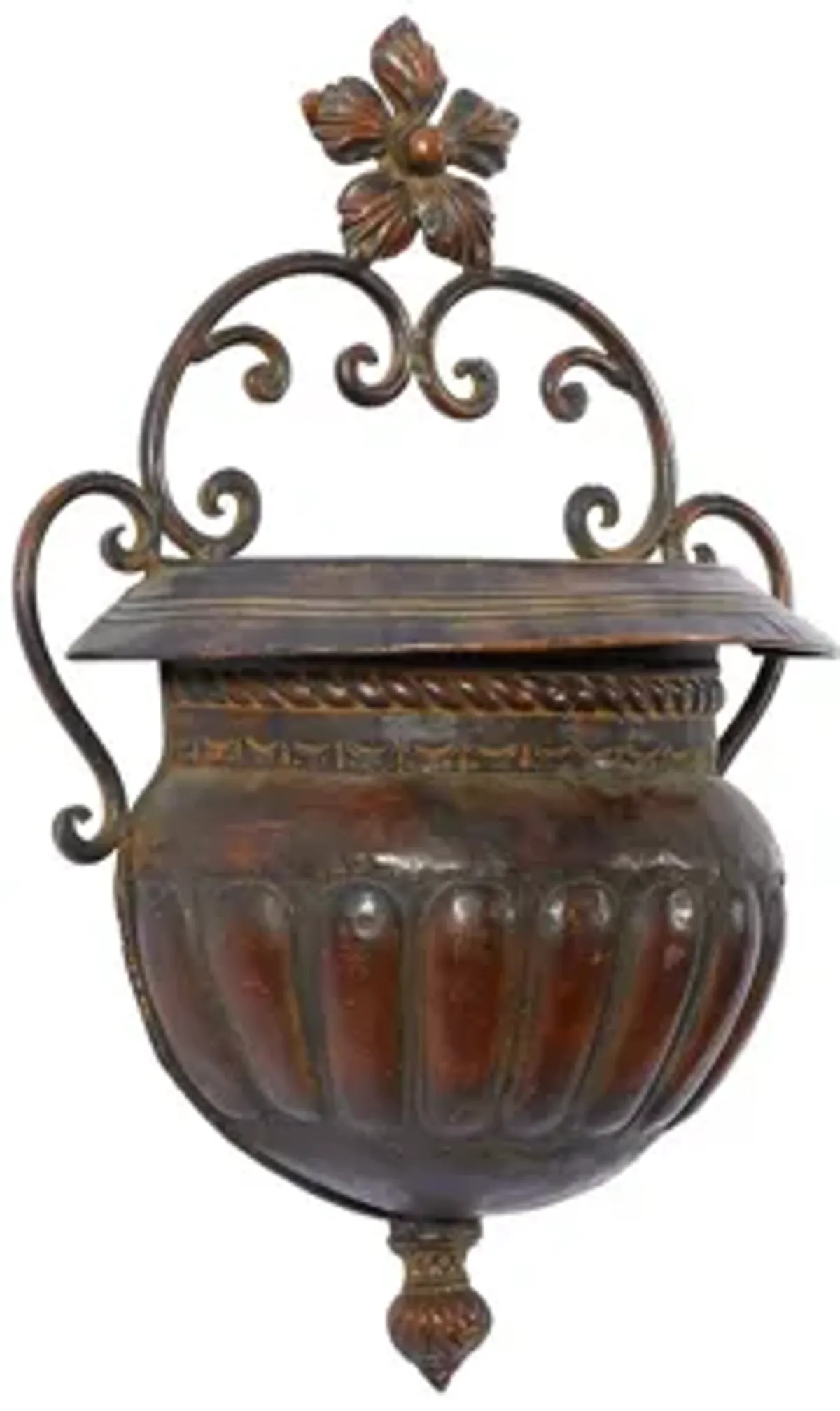 Ivy Collection Dark Brown Metal Planter