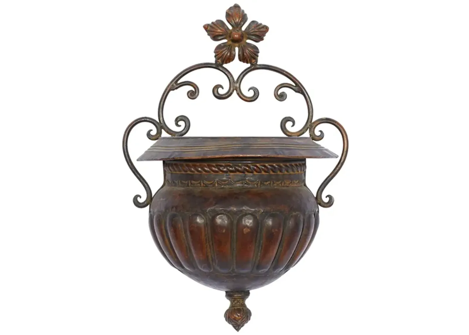 Ivy Collection Dark Brown Metal Planter